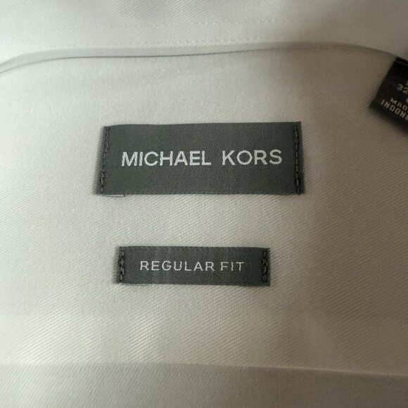NWT Michael Kors White Dress Shirt 16.5 32/33 Regular Fit 100% Cotton - Picture 4 of 7
